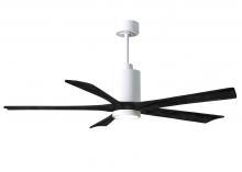 Matthews Fan Company PA5-WH-BK-60 - Patricia-5 five-blade ceiling fan in Gloss White finish with 60” solid matte black wood blades a
