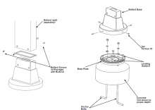 RAB Lighting BOLBASE - Landscape, Bollard base Adaptor 8 Inches Round New with Mtg Plates & Bolts