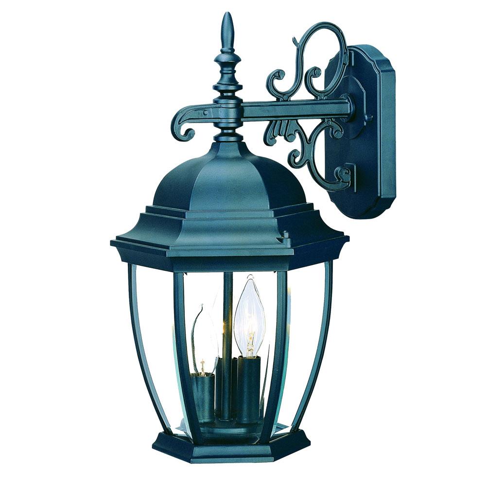 Wexford Collection Wall-Mount 3-Light Outdoor Matte Black Light Fixture