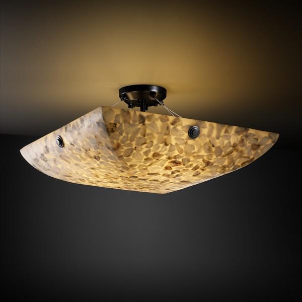 36&#34; Semi-Flush Bowl w/ PAIR SQUARE FINIALS