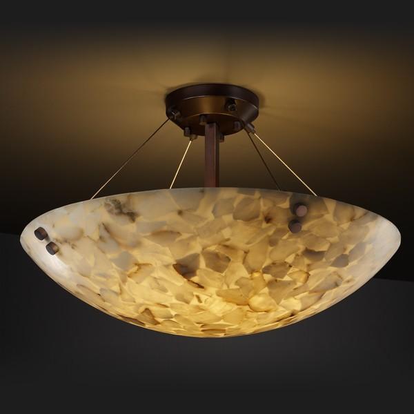 48&#34; LED Semi-Flush Bowl w/ Pair Cylindrical Finials