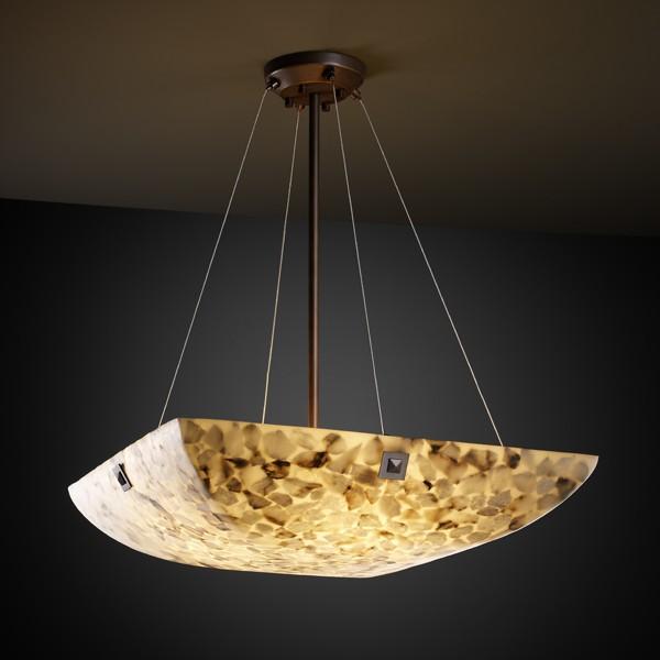 48&#34; Pendant Bowl w/ CONCENTRIC SQUARES FINIALS