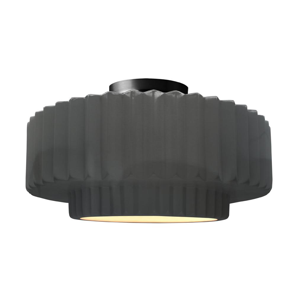 Large Tier Pleated LED Semi-Flush