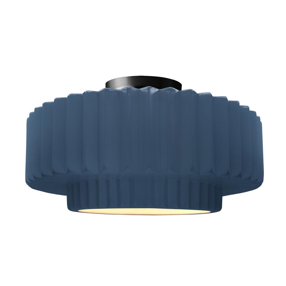 Large Tier Pleated LED Semi-Flush