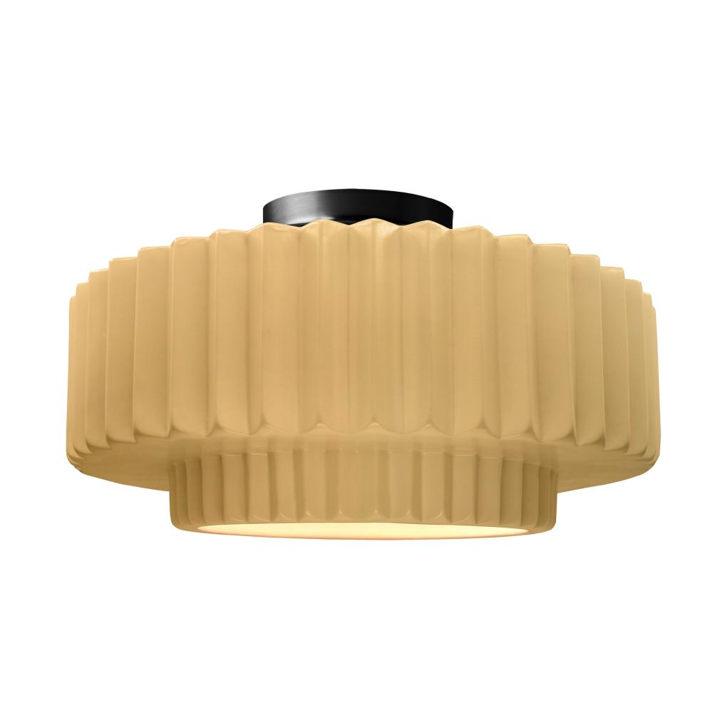 Large Tier Pleated LED Semi-Flush