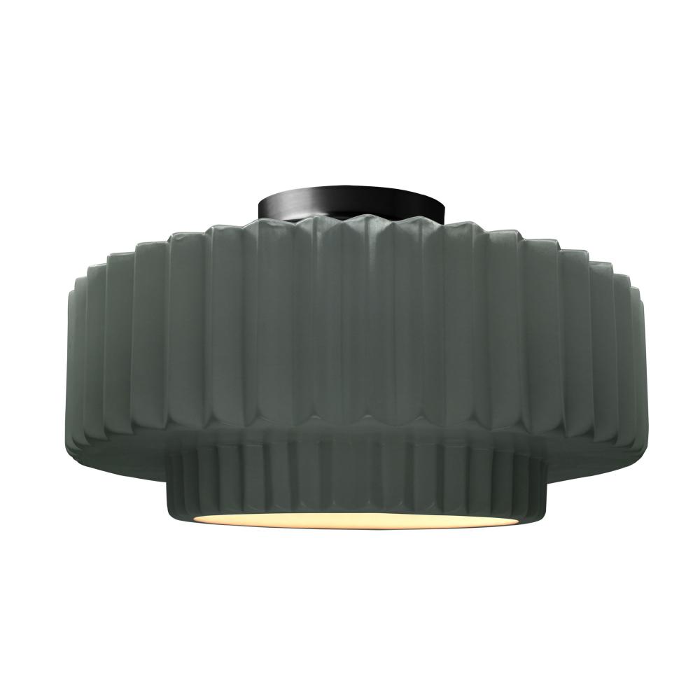 Large Tier Pleated LED Semi-Flush