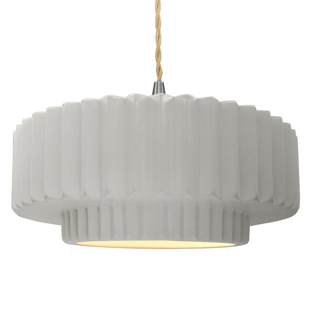 Large Tier Pleated LED Pendant