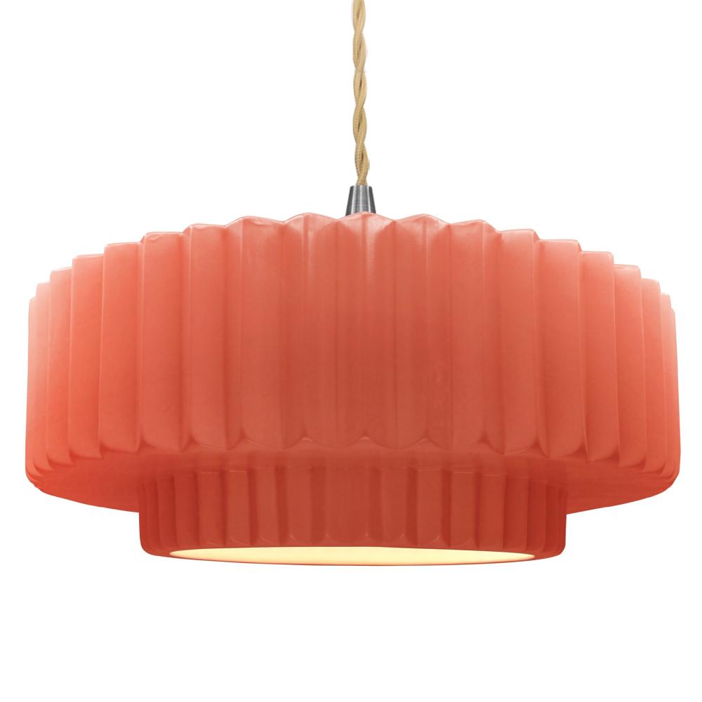 Large Tier Pleated LED Pendant