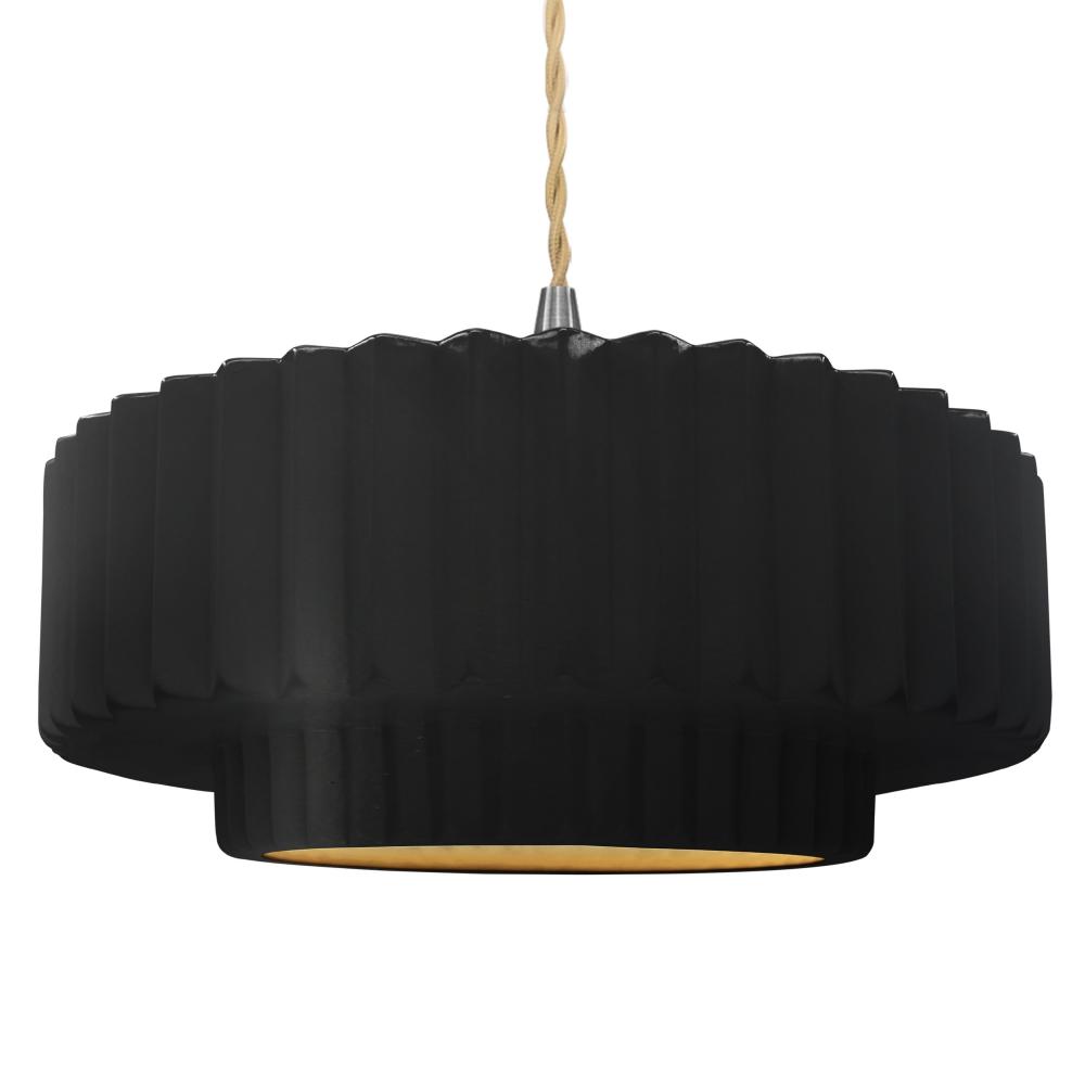 Large Tier Pleated LED Pendant