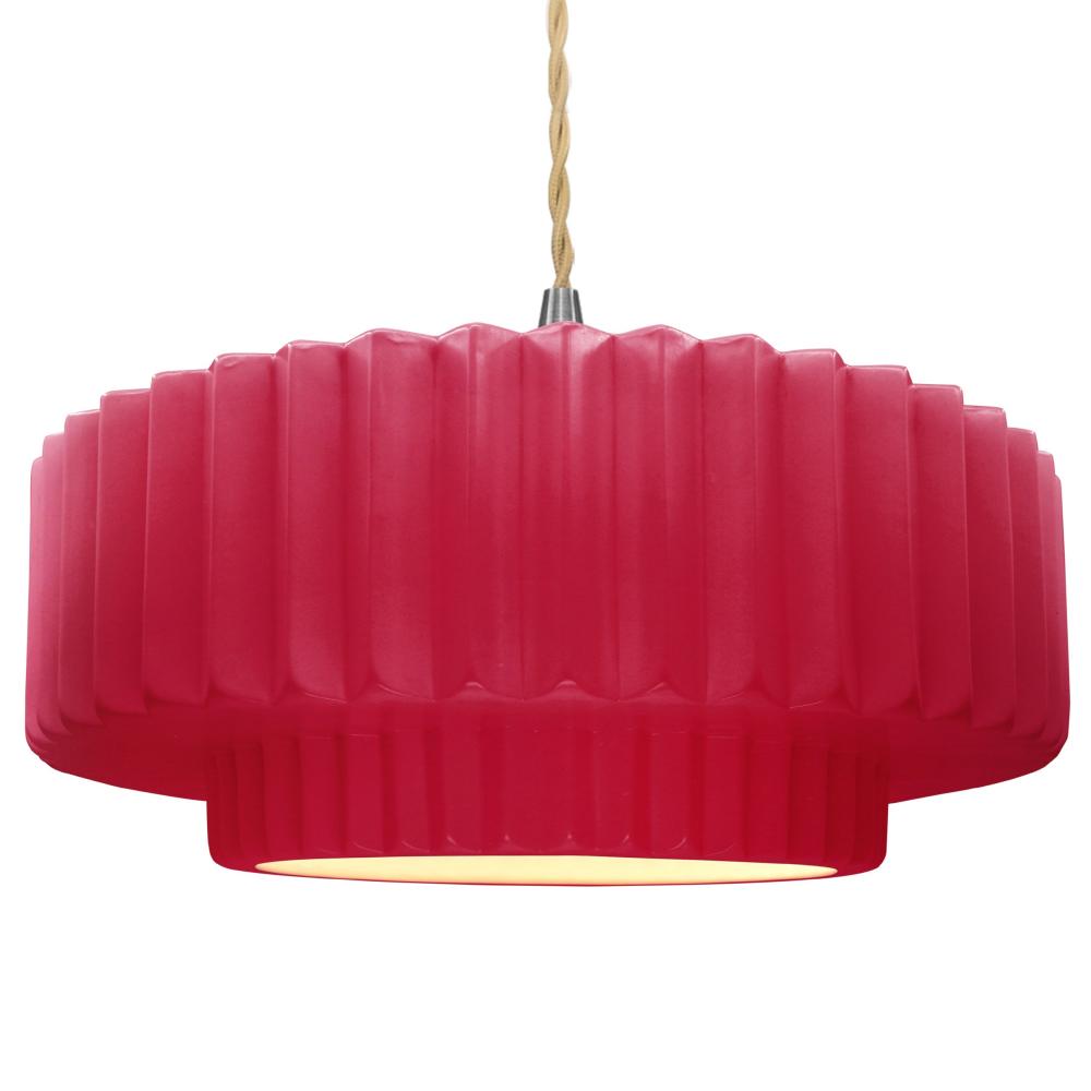 Large Tier Pleated LED Pendant