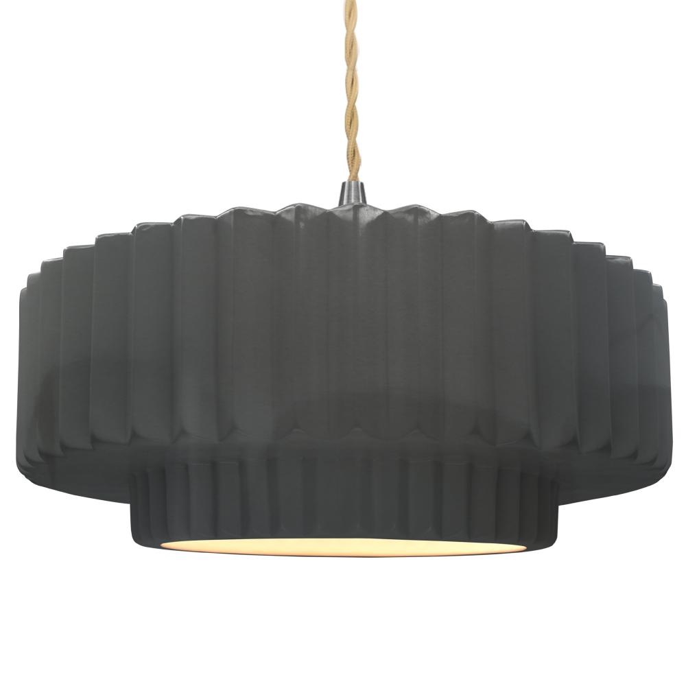 Large Tier Pleated LED Pendant