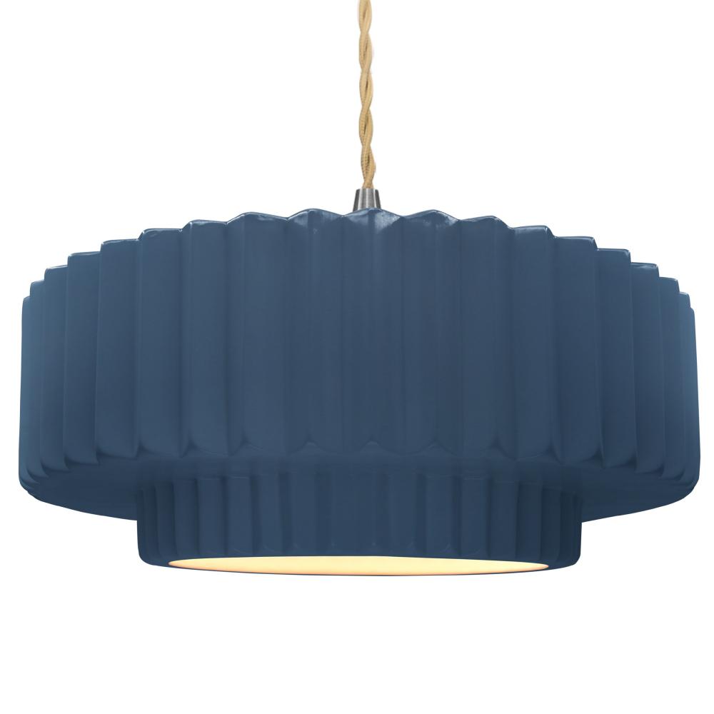 Large Tier Pleated LED Pendant