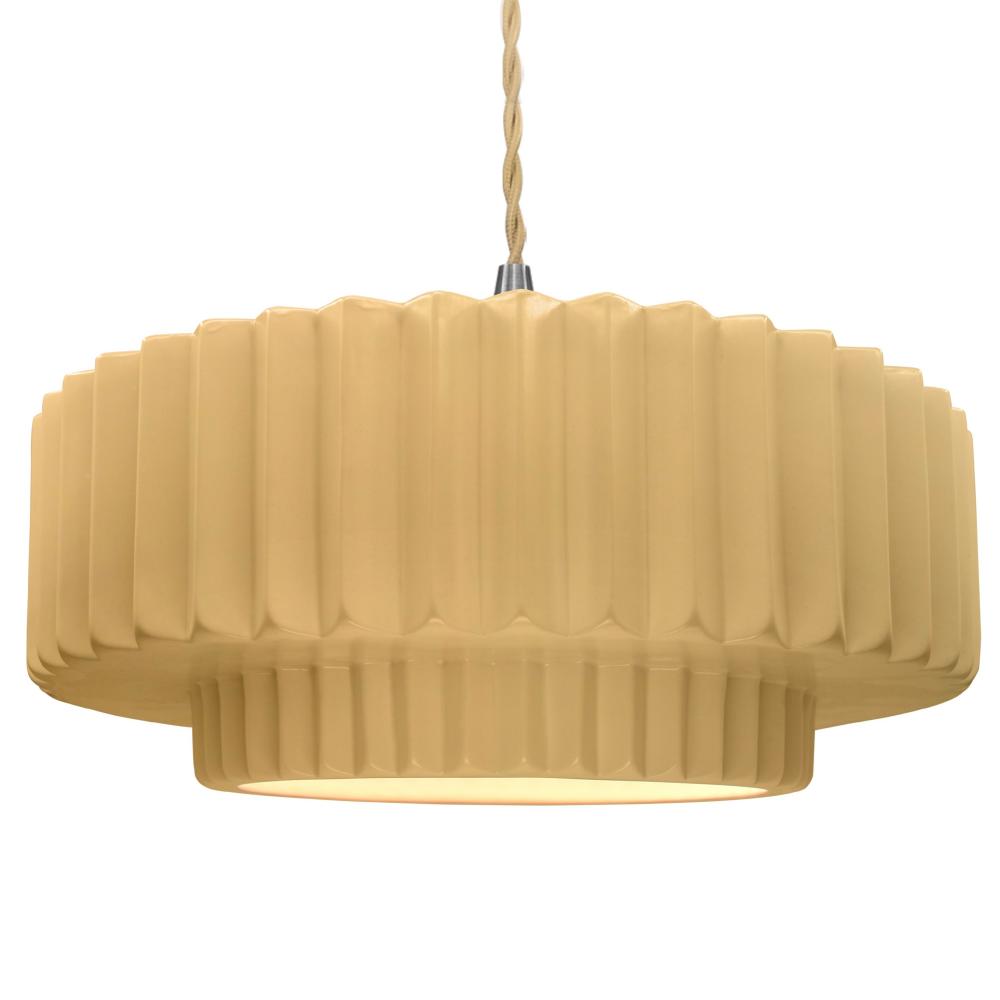 Large Tier Pleated LED Pendant