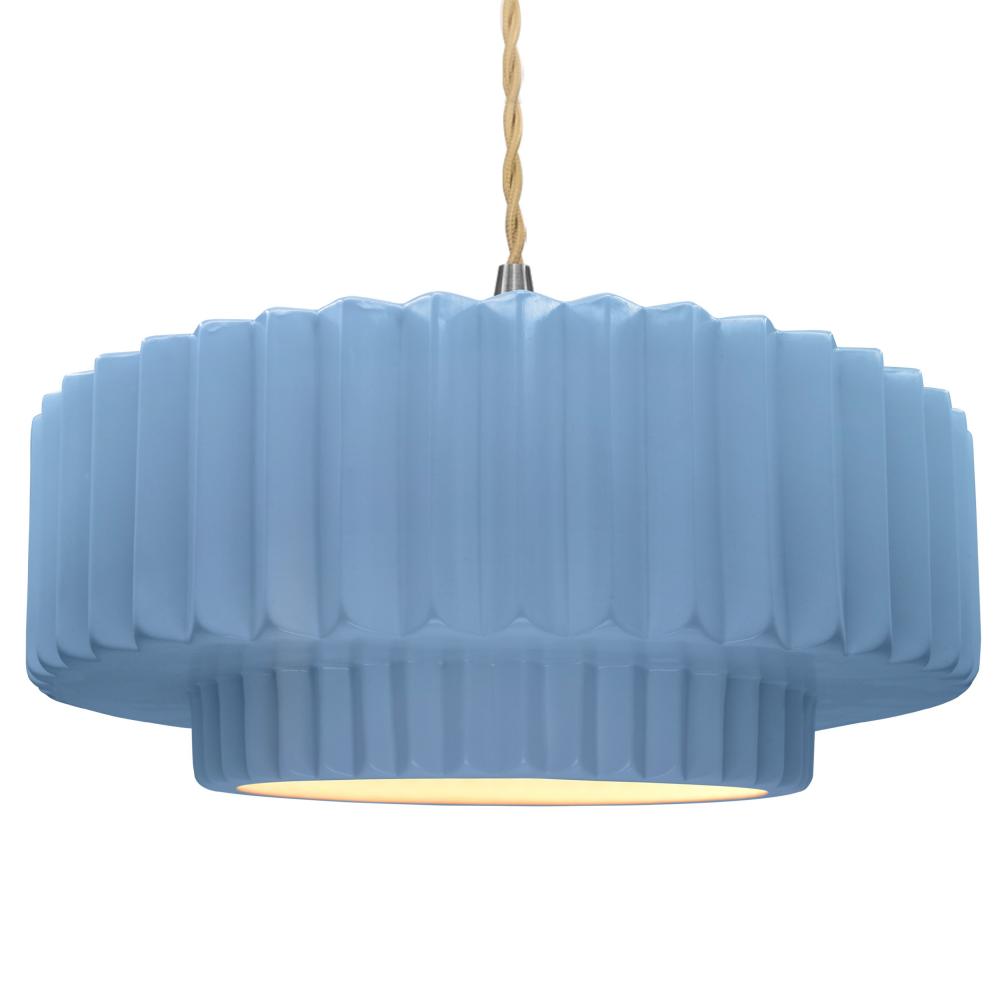 Large Tier Pleated LED Pendant