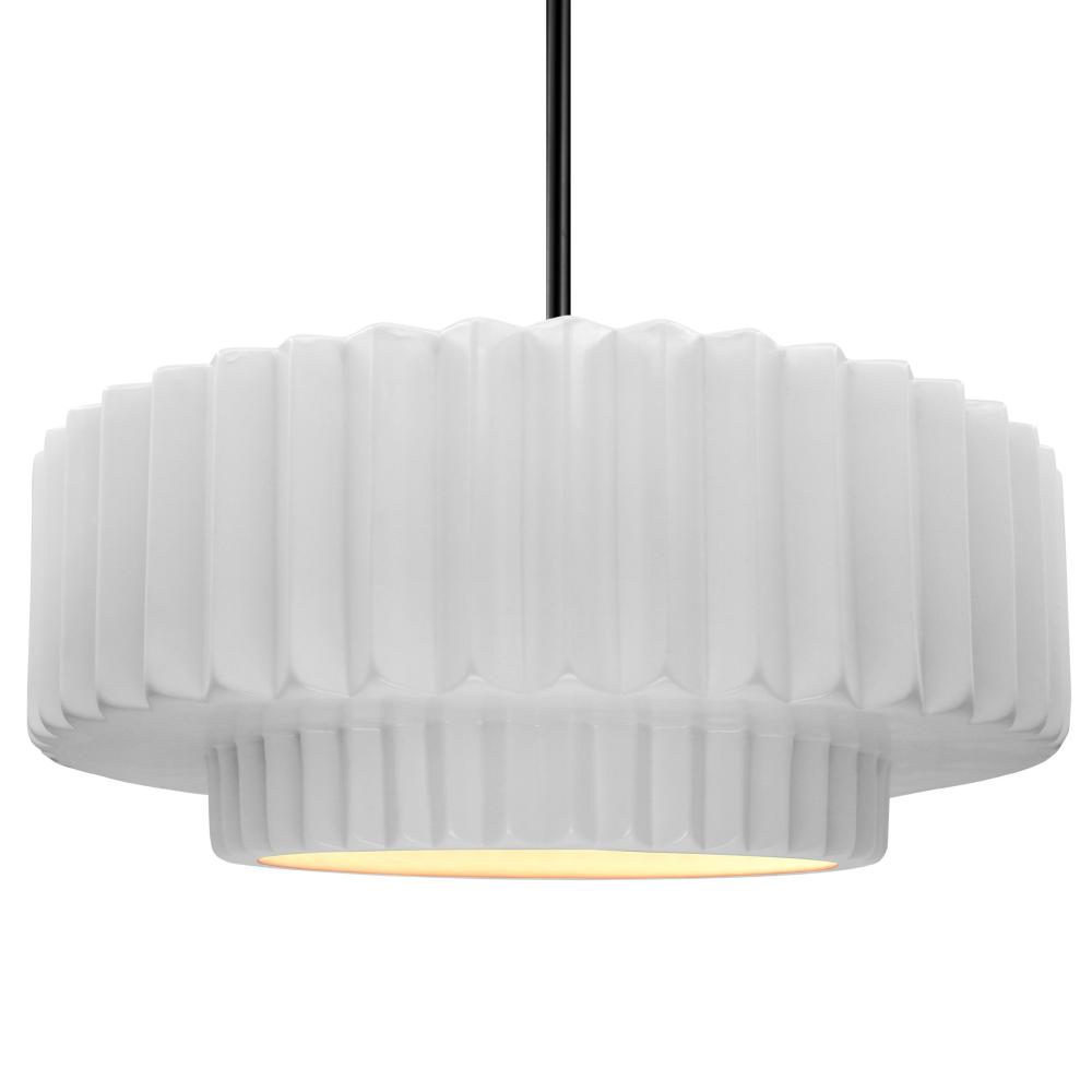 Large Tier Pleated LED Pendant