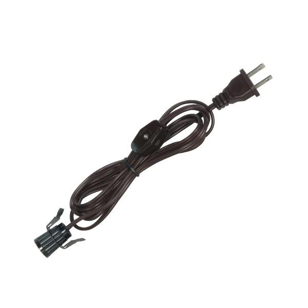 8 Foot #18 SPT-2 Brown Cord, Switch, And Plug (Switch 17&#34; From Socket)