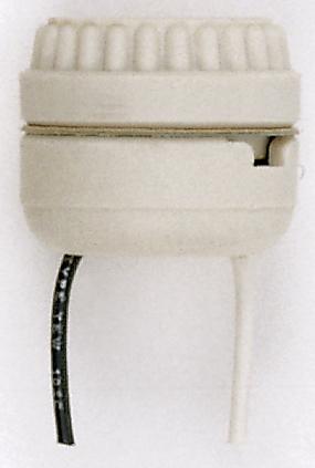 Two Piece Medium Base; Porcelain Sign Receptacle; 8&#34; AWM B/W Leads 105C; 1-1/2&#34; Height;