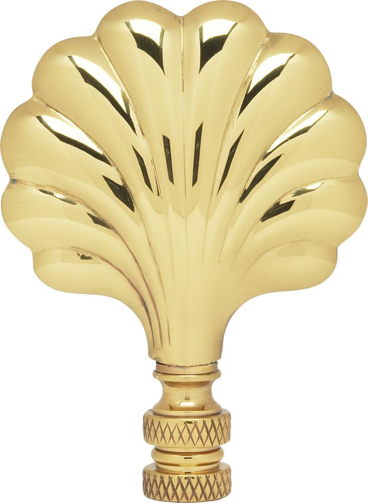 Fan Brass Finial; 3&#34; Height; 1/4-27; Polished Brass Finish