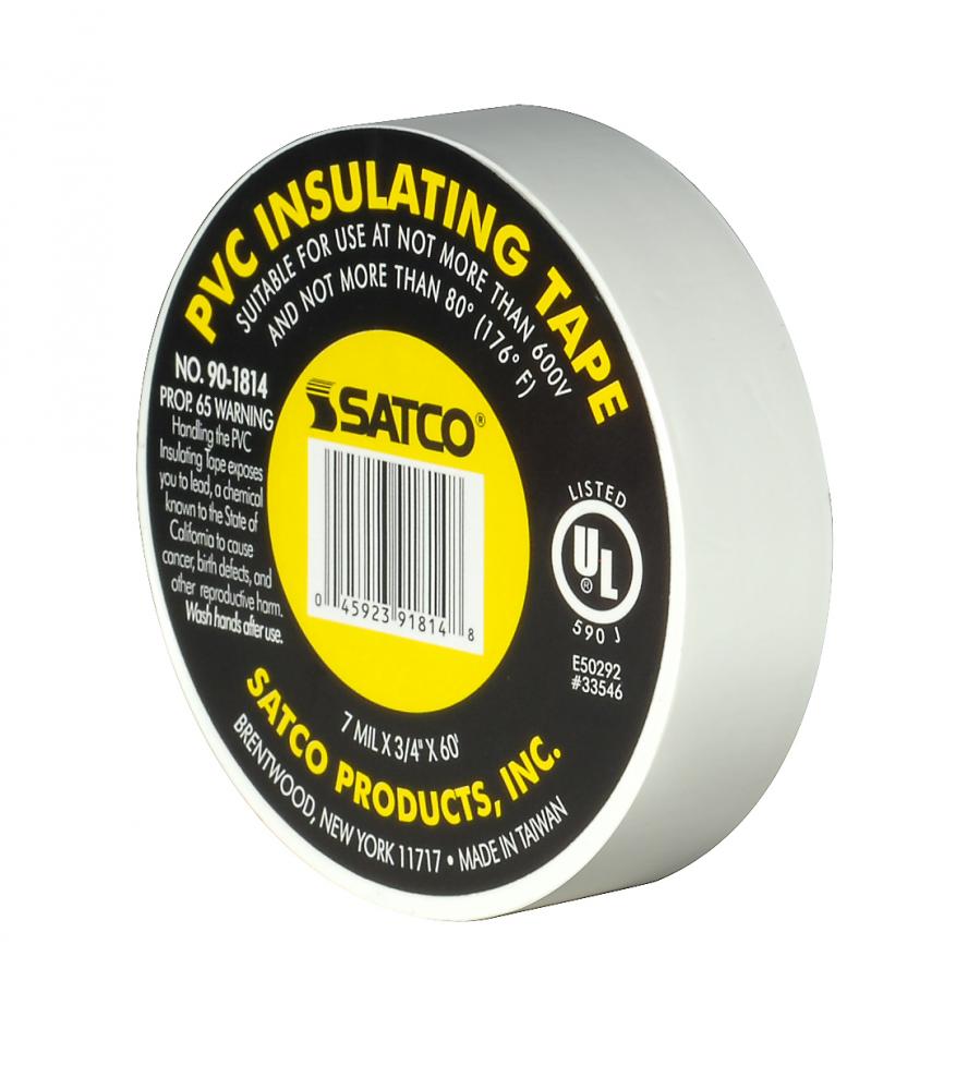 PVC Electrical Tape; 3/4&#34; x 60 Foot; White