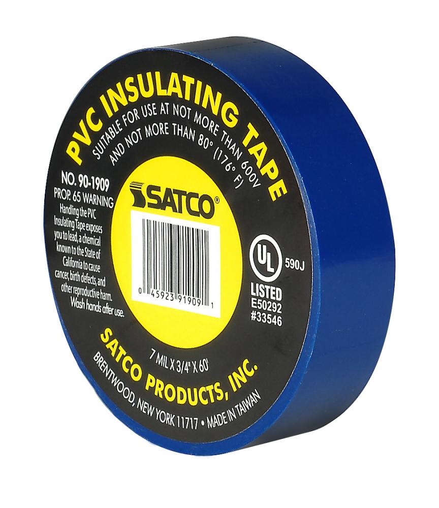 PVC Electrical Tape; 3/4&#34; x 60 Foot; Blue