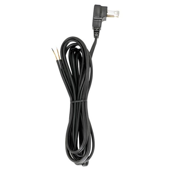 8 Foot 18/2 SPT-2 105C Flat Plug Cord Set; Black Finish; 36&#34; Hank; 200 Carton; Molded Plug;