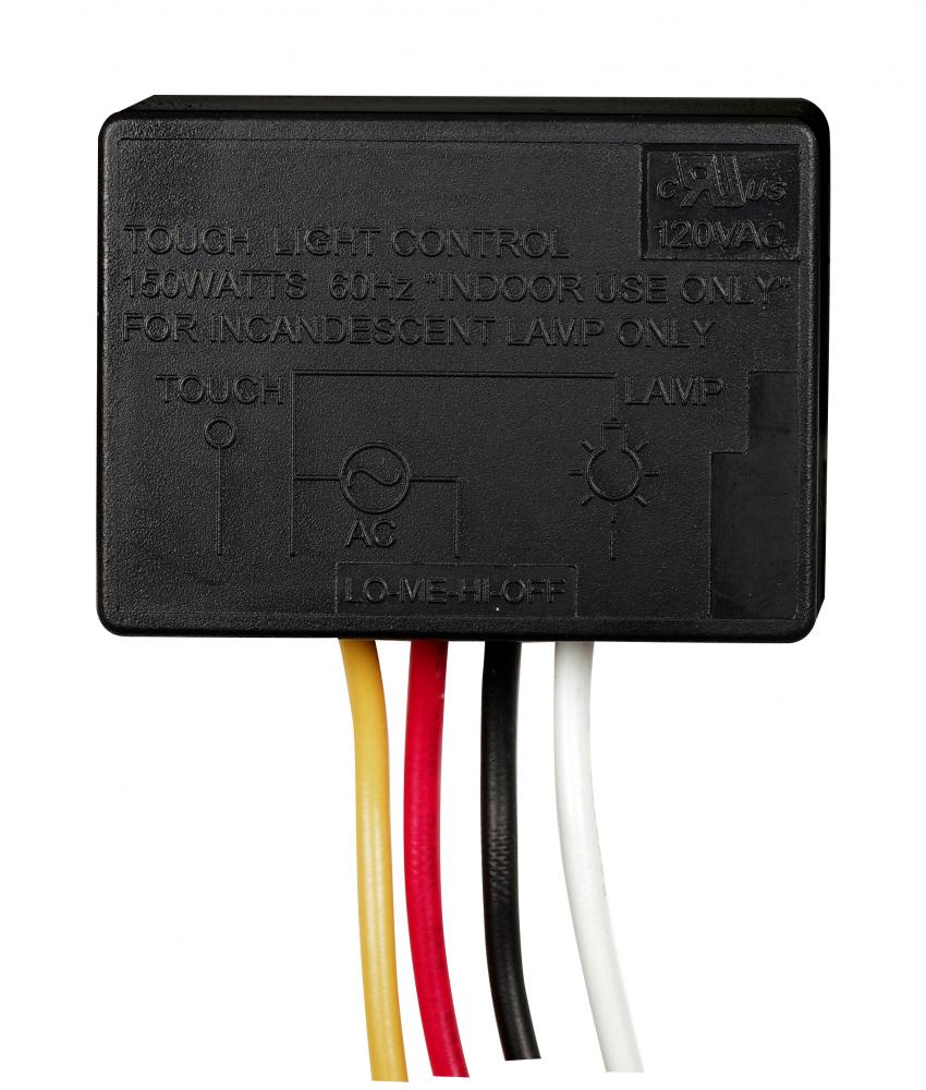 On-Off Touch Switch Plastic Outer Shell. Rated: 150W-120V Indoor Incandescent Use Only 17/8&#34; x