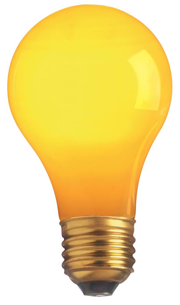 25 Watt A19 Incandescent; Ceramic Yellow; 1000 Average rated hours; 30 Lumens; Medium base; 130 Volt