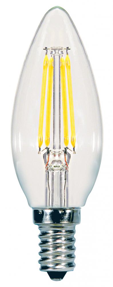 5.5 Watt B11 LED; Clear; Candelabra base; 3000K; 500 Lumens; 120 Volt