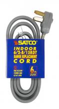 Satco Products Inc. 93/5037 - 6 Foot, 3 Wire Heavy Duty Replacement Range Cord; 6-2 - 8-1 SRDT Gray Flat; Indoor Use Only;