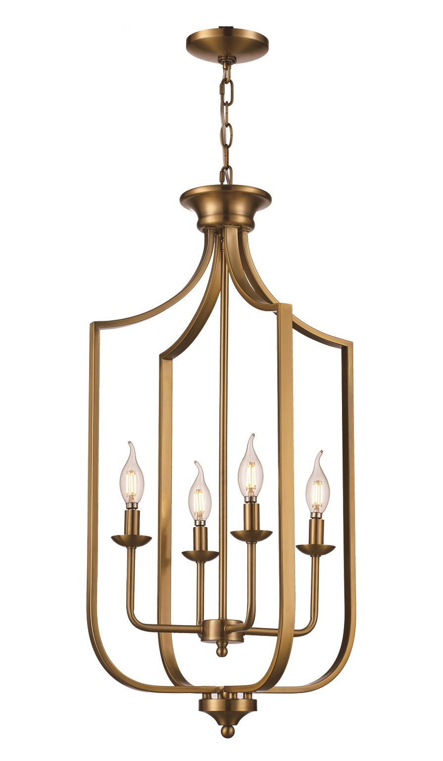 Hillcrest 31.5-in. High Antique Gold 4-Light Cage Chandelier