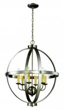 Trans Globe 70596 BN - 6LT CHANDELIER-RUSTIC AXEL ORB