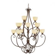 Trans Globe 7219 ROB - Fifteen Light Rubbed Oil Bronze Champagne Swirl Glass Up Chandelier