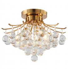 Bethel International BET02FM16BR - Semi Flush Mount Metal & Crystal