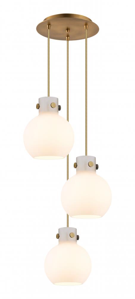 Newton Sphere - 3 Light - 16 inch - Brushed Brass - Cord hung - Multi Pendant