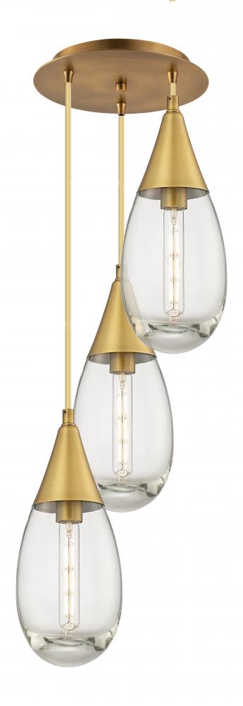 Malone - 3 Light - 14 inch - Brushed Brass - Multi Pendant