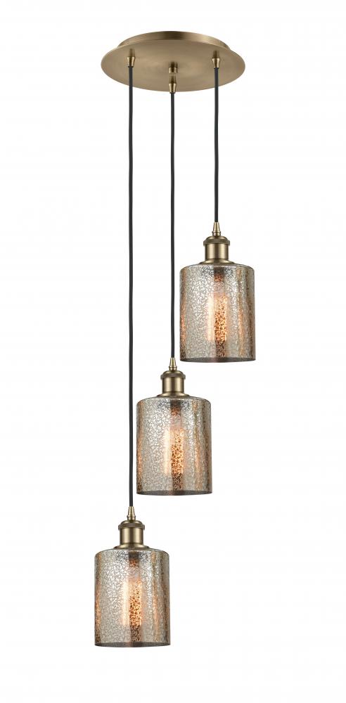 Cobbleskill - 3 Light - 12 inch - Antique Brass - Cord Hung - Multi Pendant