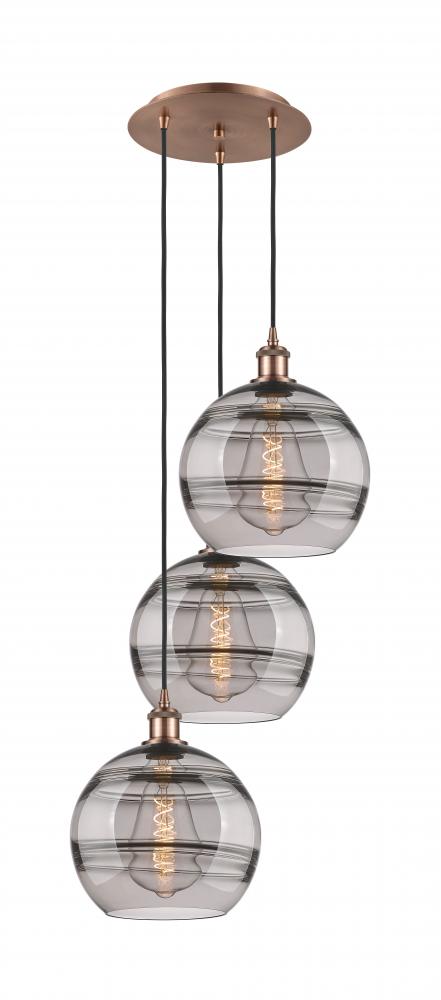 Rochester - 3 Light - 17 inch - Antique Copper - Cord hung - Multi Pendant