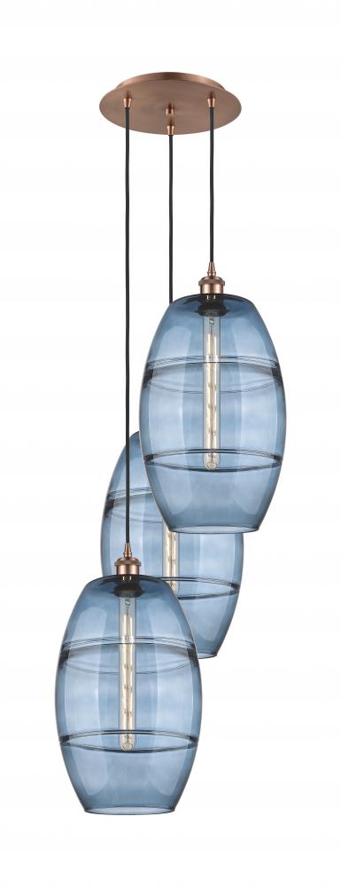 Vaz - 3 Light - 17 inch - Antique Copper - Cord hung - Multi Pendant