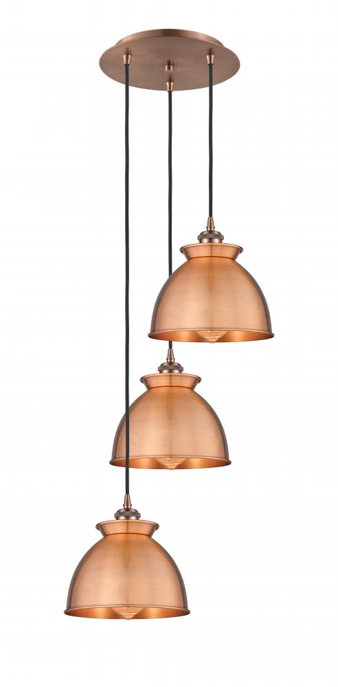 Adirondack - 3 Light - 15 inch - Antique Copper - Cord hung - Multi Pendant