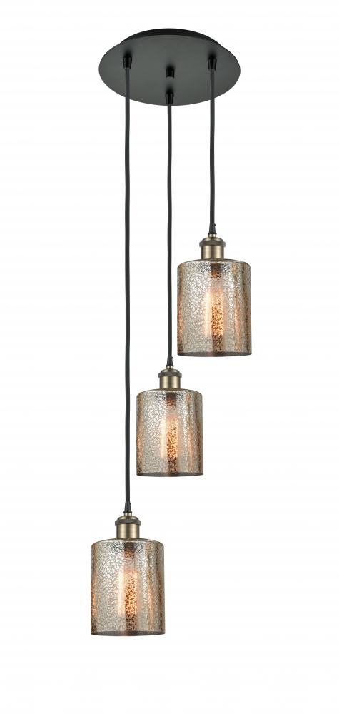 Cobbleskill - 3 Light - 12 inch - Black Antique Brass - Cord Hung - Multi Pendant