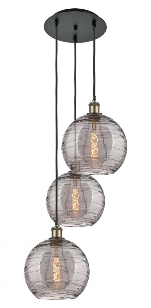 Athens Deco Swirl - 3 Light - 17 inch - Black Antique Brass - Cord hung - Multi Pendant