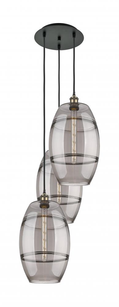 Vaz - 3 Light - 17 inch - Black Antique Brass - Cord hung - Multi Pendant