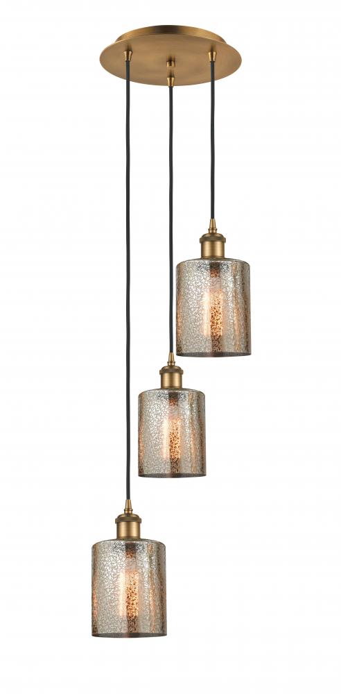 Cobbleskill - 3 Light - 12 inch - Brushed Brass - Cord Hung - Multi Pendant