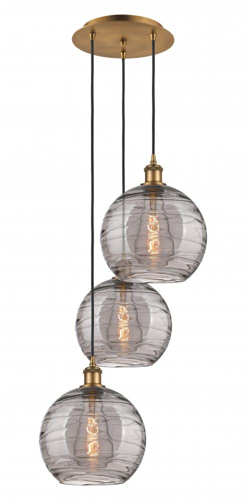 Athens Deco Swirl - 3 Light - 17 inch - Brushed Brass - Cord hung - Multi Pendant