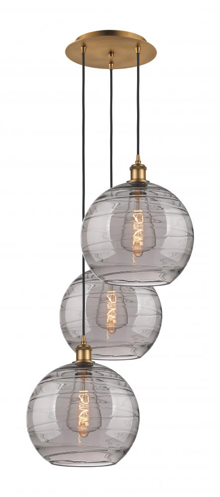 Athens Deco Swirl - 3 Light - 19 inch - Brushed Brass - Cord hung - Multi Pendant