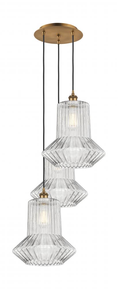 Springwater - 3 Light - 19 inch - Brushed Brass - Cord Hung - Multi Pendant