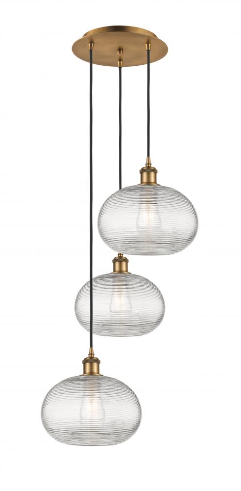 Ithaca - 3 Light - 17 inch - Brushed Brass - Cord hung - Multi Pendant