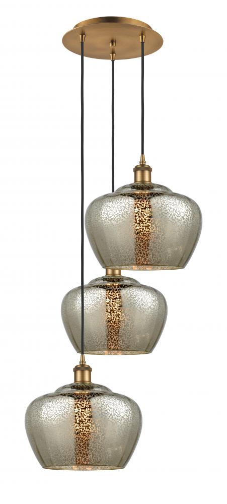 Fenton - 3 Light - 18 inch - Brushed Brass - Cord Hung - Multi Pendant