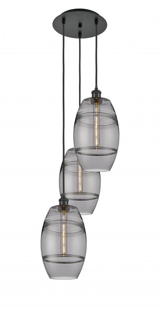 Vaz - 3 Light - 15 inch - Matte Black - Cord hung - Multi Pendant