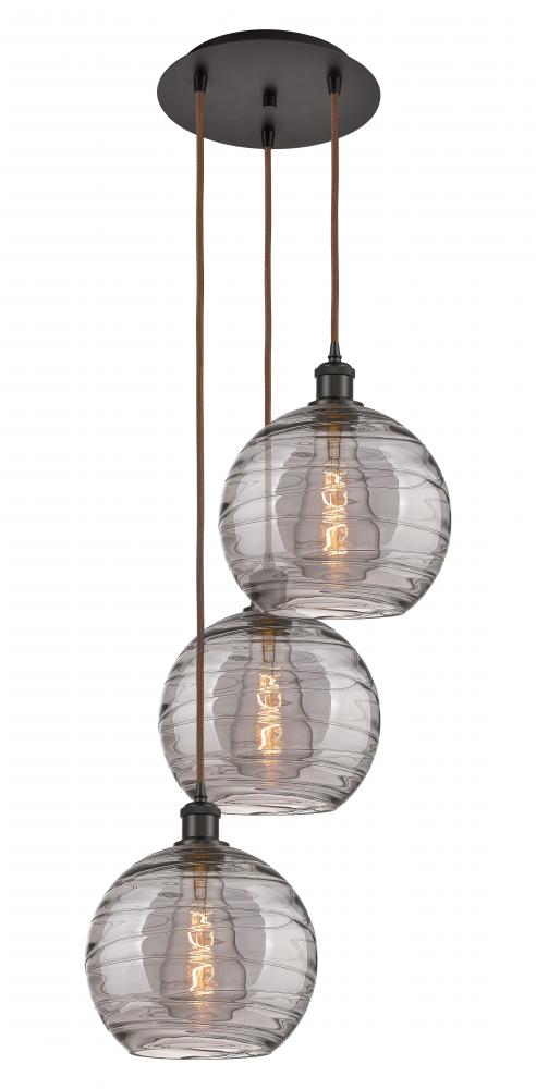 Athens Deco Swirl - 3 Light - 17 inch - Oil Rubbed Bronze - Cord hung - Multi Pendant